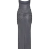Vestido largo Roisin con diamantes – Gris plomo