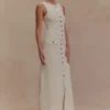 Vestido largo sin mangas con botones de Sawyer – Marfil Vestido largo sin mangas con botones de Sawyer – Marfil
