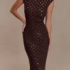 Vestido largo sin mangas con diamantes Samara – Chocolate Vestido largo sin mangas con diamantes Samara – Chocolate