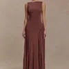 Vestido largo sin mangas de modal Marnie – Chocolate Vestido largo sin mangas de modal Marnie – Chocolate