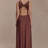Vestido largo sin mangas de modal Marnie – Chocolate Vestido largo sin mangas de modal Marnie – Chocolate