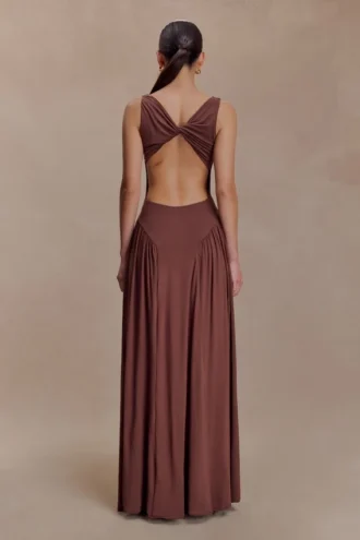 Vestido largo sin mangas de modal Marnie – Chocolate