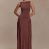 Vestido largo sin mangas de modal Marnie – Chocolate Vestido largo sin mangas de modal Marnie – Chocolate