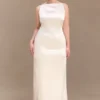 Vestido largo sin mangas de satén violeta – Dorado rosado Vestido largo sin mangas de satén violeta – Dorado rosado