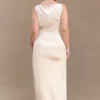 Vestido largo sin mangas de satén violeta – Dorado rosado Vestido largo sin mangas de satén violeta – Dorado rosado