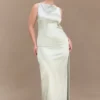 Vestido largo sin mangas de satén violeta – Salvia Vestido largo sin mangas de satén violeta – Salvia
