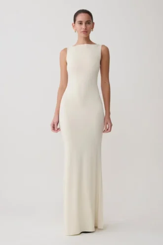 Vestido largo sin mangas Tarna – Hueso