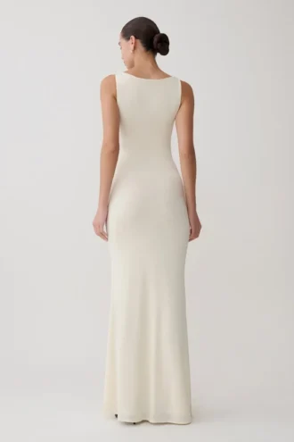 Vestido largo sin mangas Tarna – Hueso