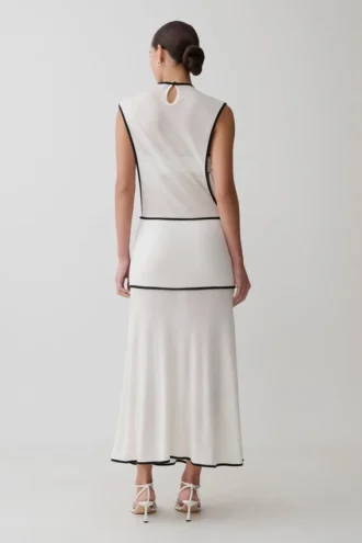 Vestido largo sin mangas transparente Aris – Negro/Blanco