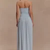 Vestido largo sin tirantes Bex con abertura – Azul pálido Vestido largo sin tirantes Bex con abertura – Azul pálido