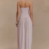 Vestido largo sin tirantes Bex con abertura – Rosa pálido