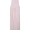 Vestido largo sin tirantes Bex con abertura – Rosa pálido