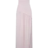 Vestido largo sin tirantes Bex con abertura – Rosa pálido