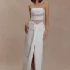 Vestido largo sin tirantes con aberturas Paulina – Blanco Vestido largo sin tirantes con aberturas Paulina – Blanco