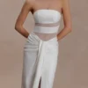 Vestido largo sin tirantes con aberturas Paulina – Blanco Vestido largo sin tirantes con aberturas Paulina – Blanco