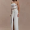 Vestido largo sin tirantes con aberturas Paulina – Blanco Vestido largo sin tirantes con aberturas Paulina – Blanco