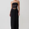 Vestido largo sin tirantes con aberturas Paulina – Negro