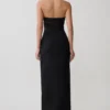 Vestido largo sin tirantes con aberturas Paulina – Negro
