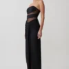 Vestido largo sin tirantes con aberturas Paulina – Negro