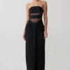 Vestido largo sin tirantes con aberturas Paulina – Negro