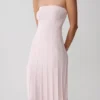 Vestido largo sin tirantes con acanalado Pia – Rosa bebé Vestido largo sin tirantes con acanalado Pia – Rosa bebé