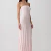 Vestido largo sin tirantes con acanalado Pia – Rosa bebé Vestido largo sin tirantes con acanalado Pia – Rosa bebé