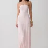 Vestido largo sin tirantes con acanalado Pia – Rosa bebé Vestido largo sin tirantes con acanalado Pia – Rosa bebé