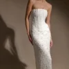 Vestido largo sin tirantes con adornos Gemma – Marfil Vestido largo sin tirantes con adornos Gemma – Marfil