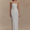 Vestido largo sin tirantes con adornos Gemma – Marfil Vestido largo sin tirantes con adornos Gemma – Marfil