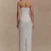 Vestido largo sin tirantes con adornos Gemma – Marfil Vestido largo sin tirantes con adornos Gemma – Marfil
