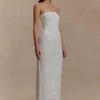 Vestido largo sin tirantes con adornos Gemma – Marfil Vestido largo sin tirantes con adornos Gemma – Marfil