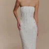 Vestido largo sin tirantes con adornos Gemma – Marfil Vestido largo sin tirantes con adornos Gemma – Marfil