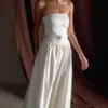 Vestido largo sin tirantes con cinturón Florence – Blanco Vestido largo sin tirantes con cinturón Florence – Blanco