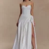 Vestido largo sin tirantes con corsé Elizabeth – Blanco Vestido largo sin tirantes con corsé Elizabeth – Blanco