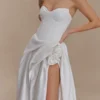 Vestido largo sin tirantes con corsé Elizabeth – Blanco Vestido largo sin tirantes con corsé Elizabeth – Blanco