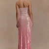 Vestido largo sin tirantes con lentejuelas Miranda – Rosa degradado Vestido largo sin tirantes con lentejuelas Miranda – Rosa degradado