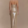 Vestido largo sin tirantes con lentejuelas Winston – Gris topo Vestido largo sin tirantes con lentejuelas Winston – Gris topo