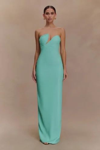 Vestido largo sin tirantes con lentejuelas Winston – Lagoon