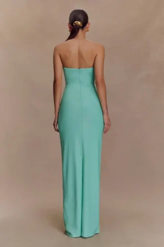 Vestido largo sin tirantes con lentejuelas Winston – Lagoon