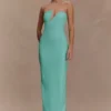 Vestido largo sin tirantes con lentejuelas Winston – Lagoon
