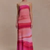 Vestido largo sin tirantes de gasa Amaya – Estampado Pink Sunset