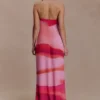 Vestido largo sin tirantes de gasa Amaya – Estampado Pink Sunset