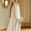 Vestido largo sin tirantes de gasa Bettany – Blanco Vestido largo sin tirantes de gasa Bettany – Blanco