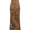 Vestido largo sin tirantes de gasa Breanna – Estampado de leopardo Vestido largo sin tirantes de gasa Breanna – Estampado de leopardo