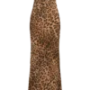 Vestido largo sin tirantes de gasa Breanna – Estampado de leopardo Vestido largo sin tirantes de gasa Breanna – Estampado de leopardo