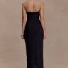 Vestido largo sin tirantes de malla Gemma – Negro Vestido largo sin tirantes de malla Gemma – Negro