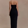 Vestido largo sin tirantes de malla Jianna – Negro Vestido largo sin tirantes de malla Jianna – Negro