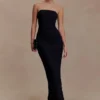 Vestido largo sin tirantes de malla Jianna – Negro Vestido largo sin tirantes de malla Jianna – Negro