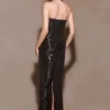 Vestido largo sin tirantes de organza Calliope – Negro Vestido largo sin tirantes de organza Calliope – Negro