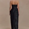 Vestido largo sin tirantes de organza Calliope – Negro Vestido largo sin tirantes de organza Calliope – Negro